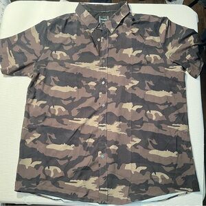 Men’s Ethanol Camouflage Button Down Short Sleeve Shirt Size 2XL Slim Fit